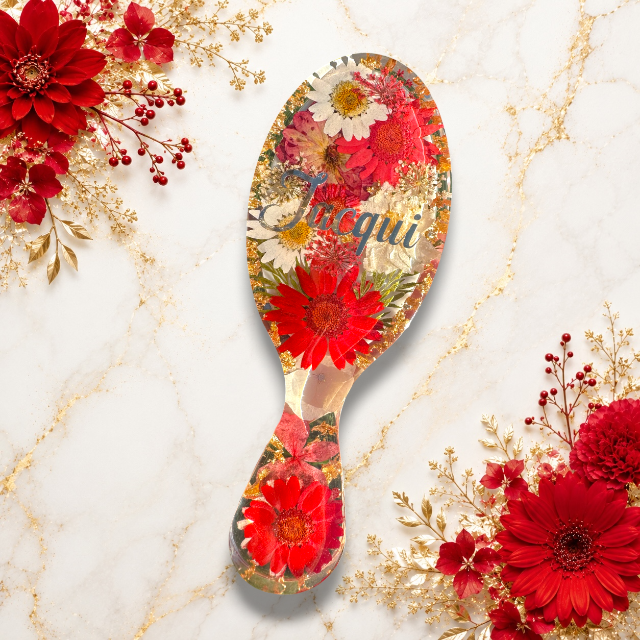 Personalised Floral Hair Brush