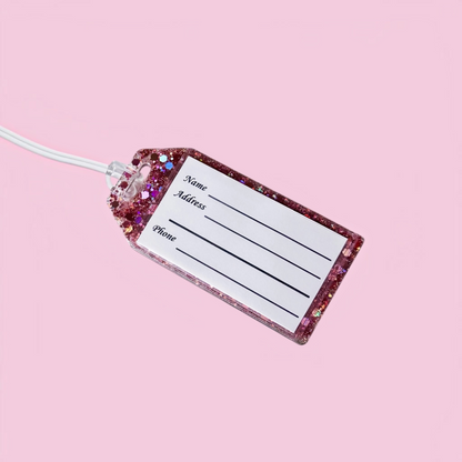 Personalised Glitter Resin Luggage Tag
