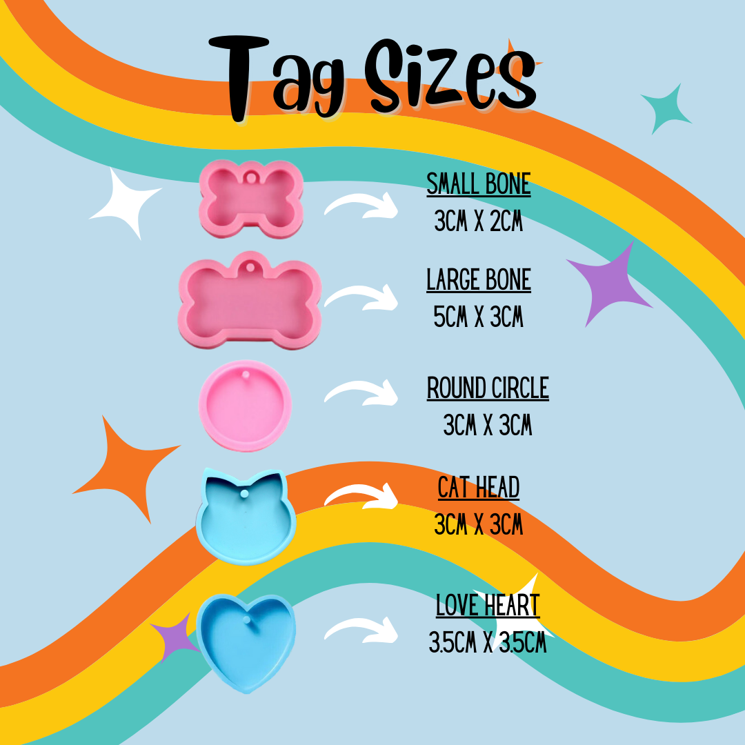 Custom Pet Tags, Tag Sizes, Front Side