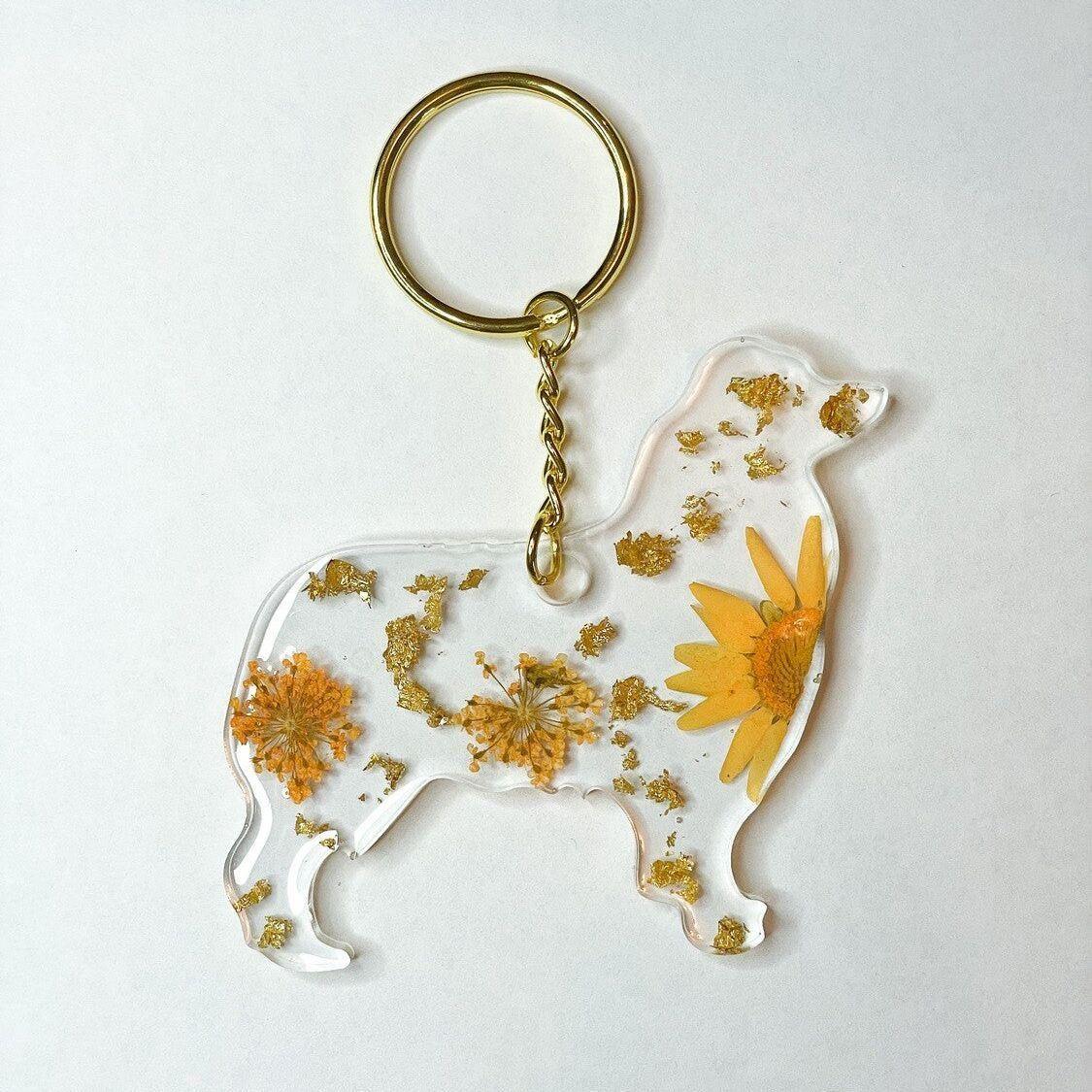 Australian Shepherd Floral Key Chain