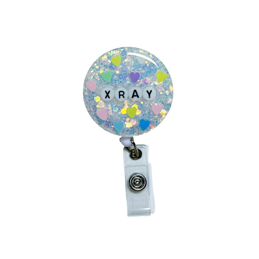 Custom White Glitter Badge Reel
