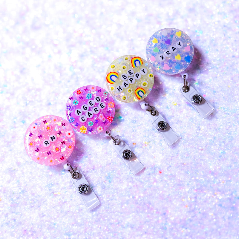 Personalised Glitter Badge Reels