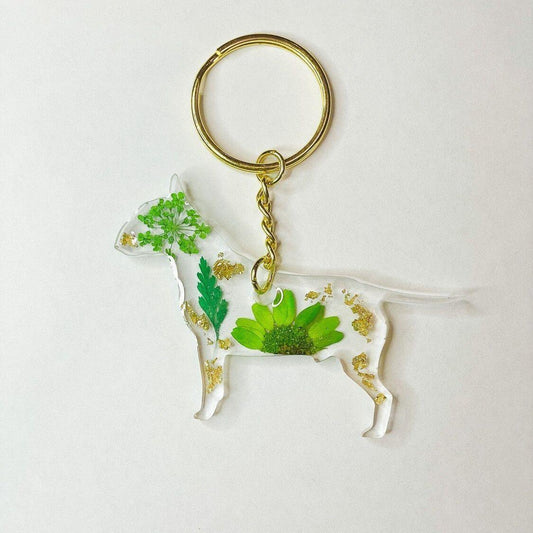 Bull Terrier Floral Key Chain