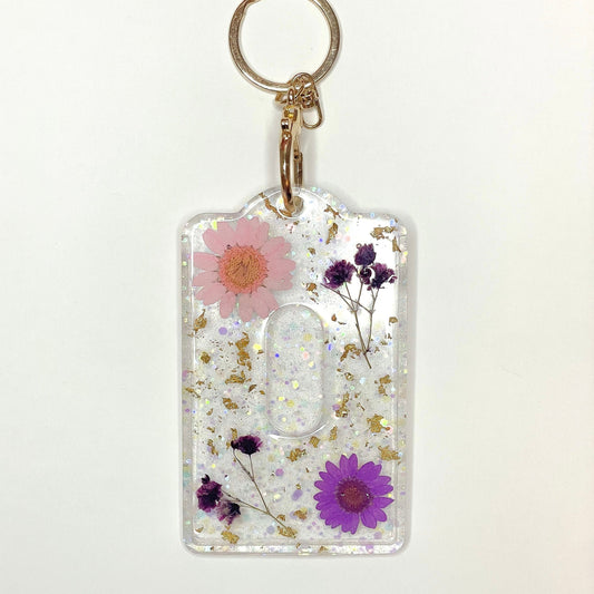 Pink And Purple Floral Card Holder, Front Side