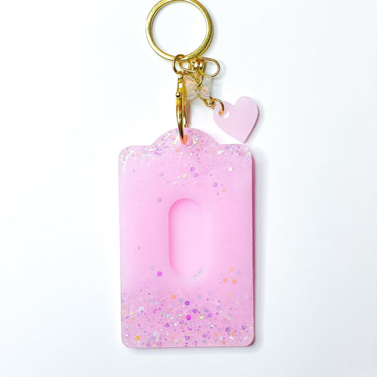 Pink Glitter Filled Card Holder, Front Side