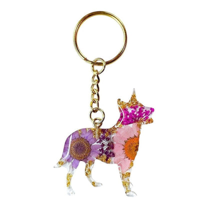 Cattle Dog/Heeler Floral Keychain