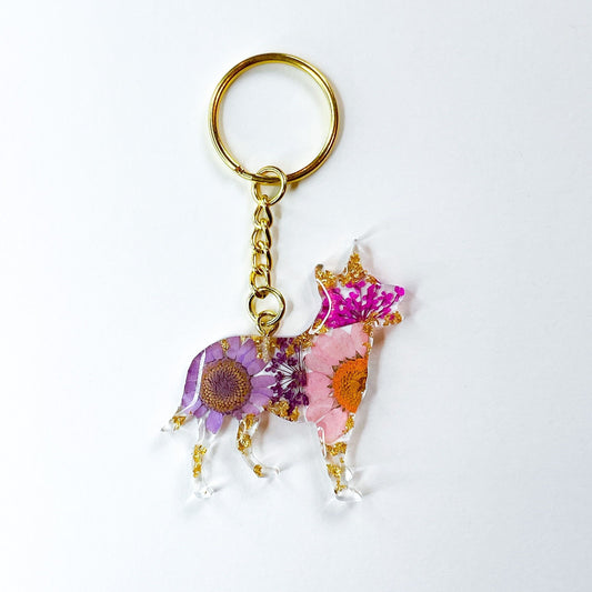 Cattle Dog/Heeler Floral Key Chain