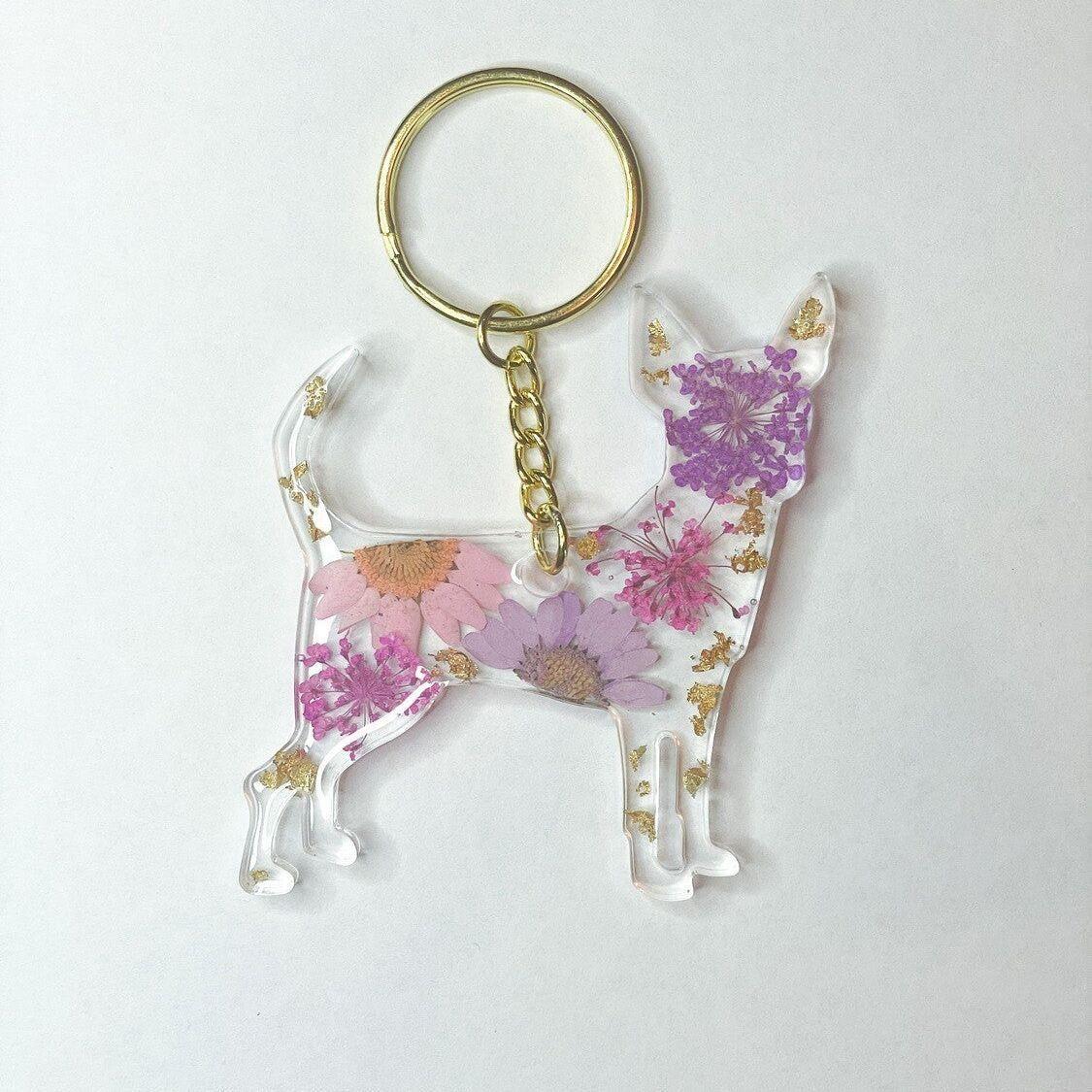 Chihuahua Floral Key Chain