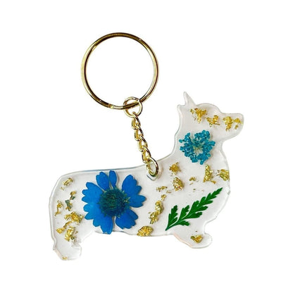 Corgi Floral Keychain