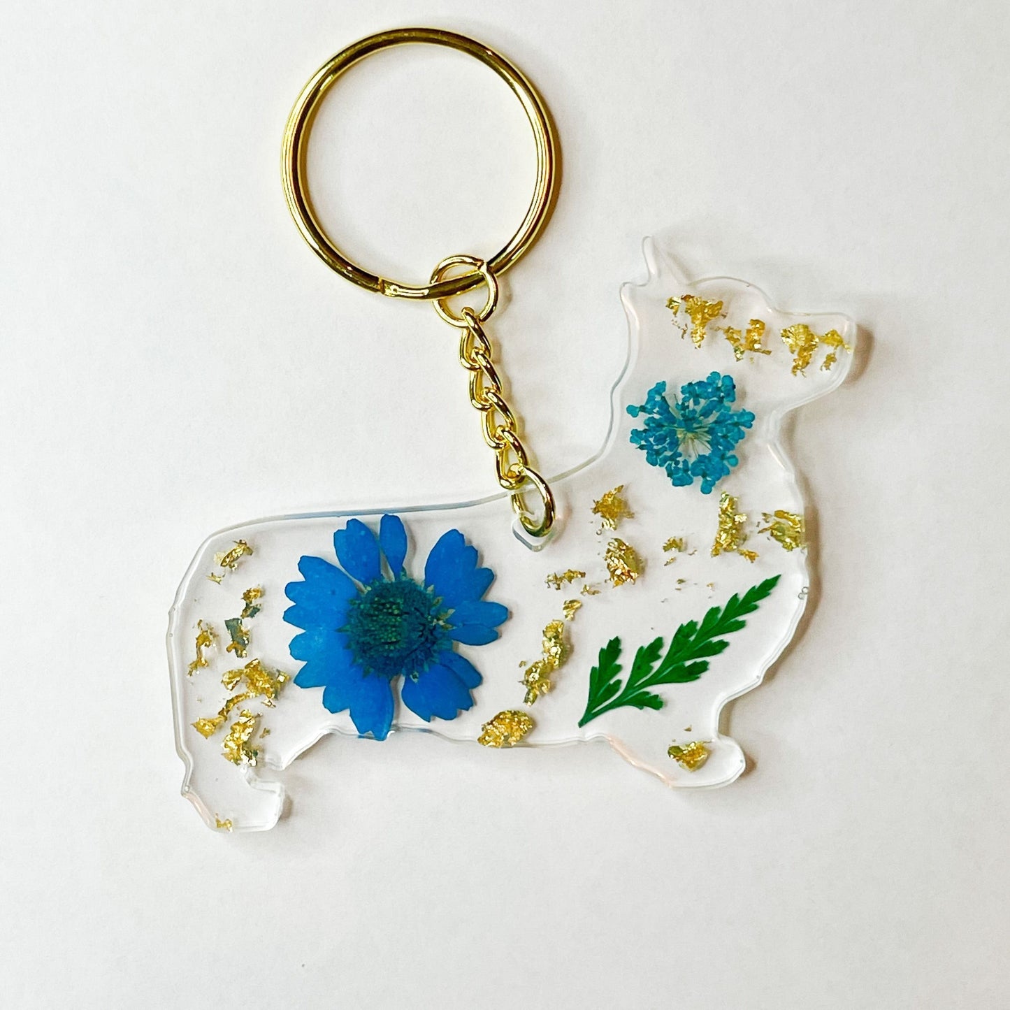 Corgi Floral Key Chain