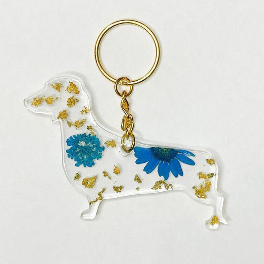 Dachshund Floral Key Chain