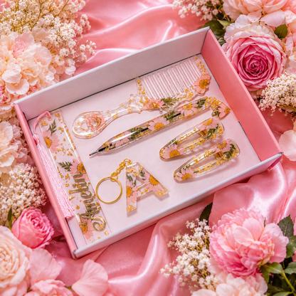 Personalised Pink Flower Gift Set