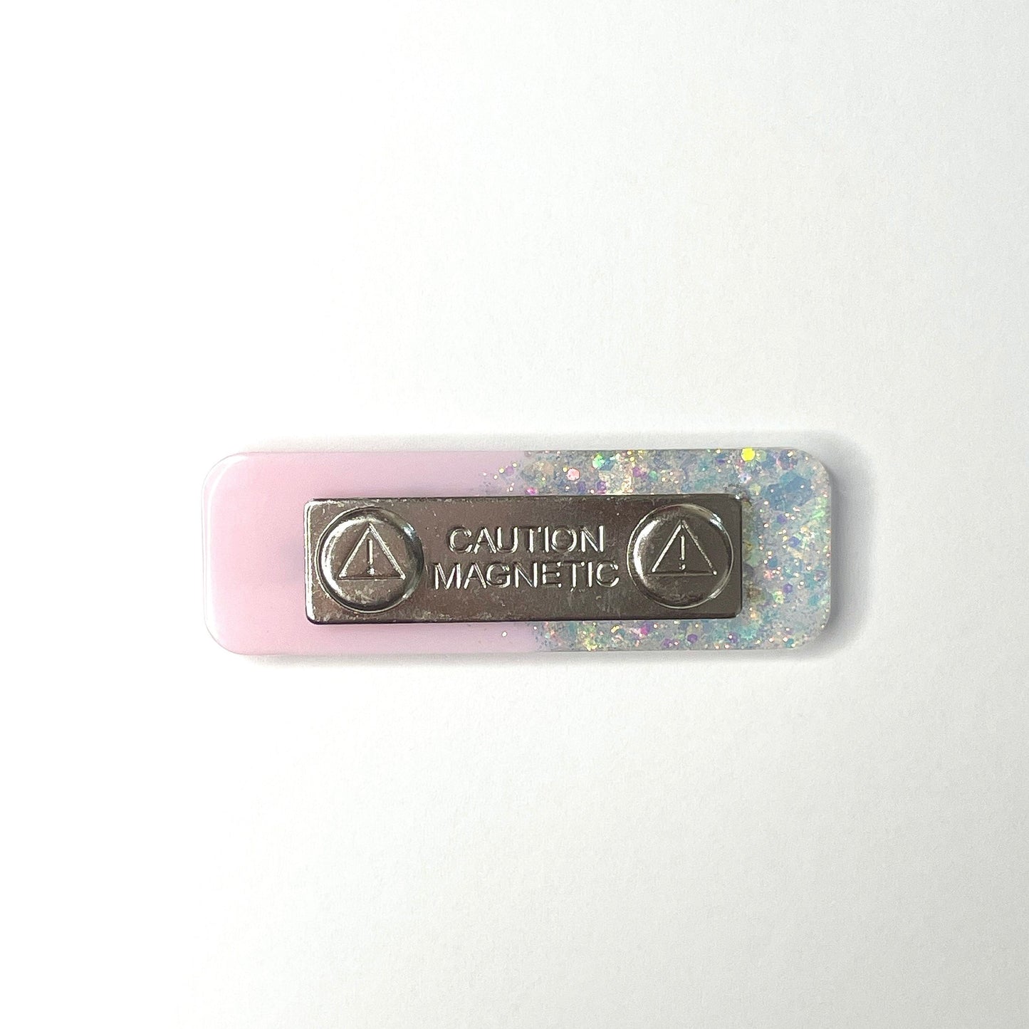 Pink Glitter Name Badges, Back Side