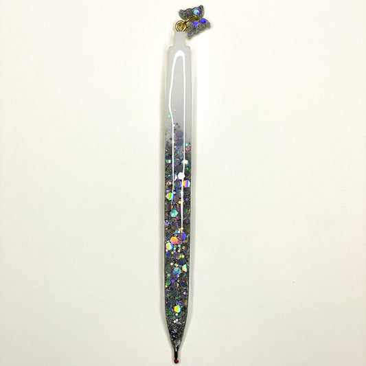 Silver Glitter Filled Pen, Custom Pens, Pens, Front Side