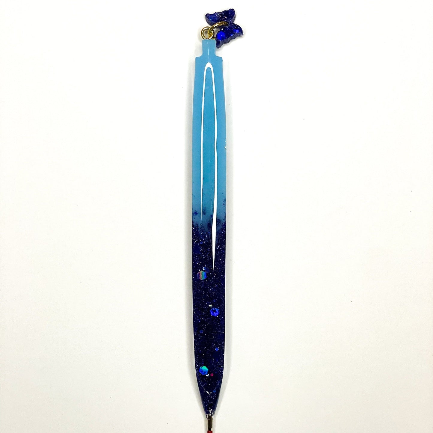 Blue Glitter Filled Pen, Custom Pens, Front Side