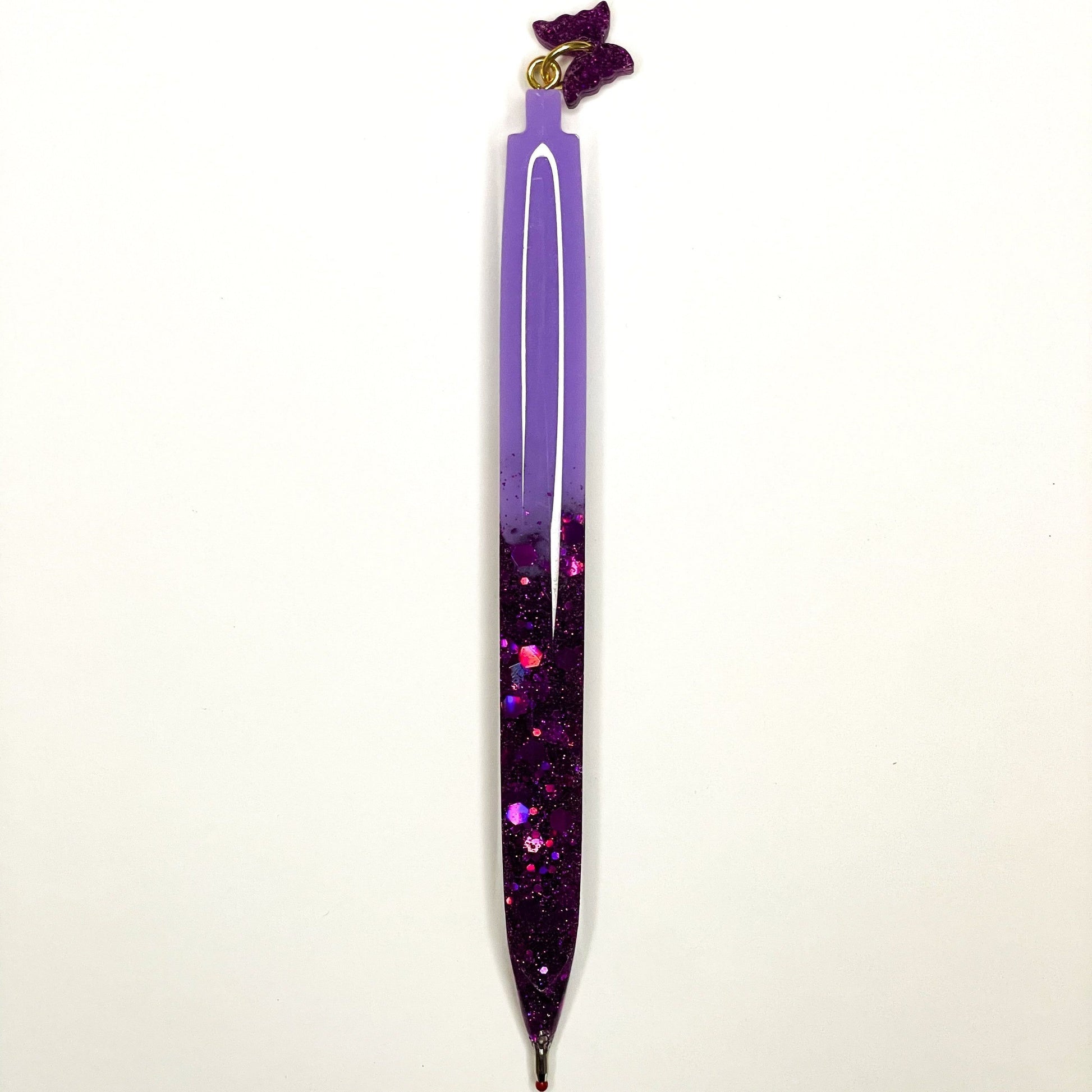 Purple Glitter Filled Pen, Custom Pens, Front Side