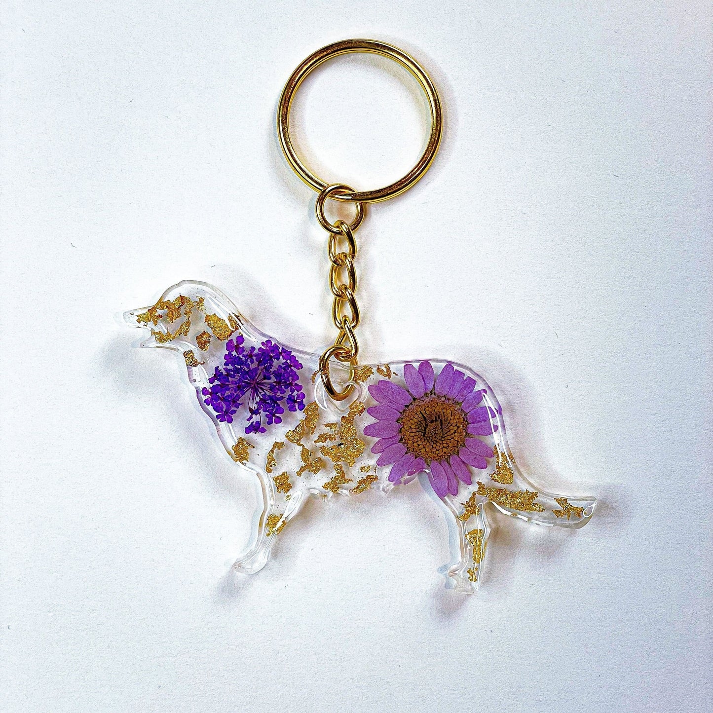 Golden Retriever Floral Key Chain