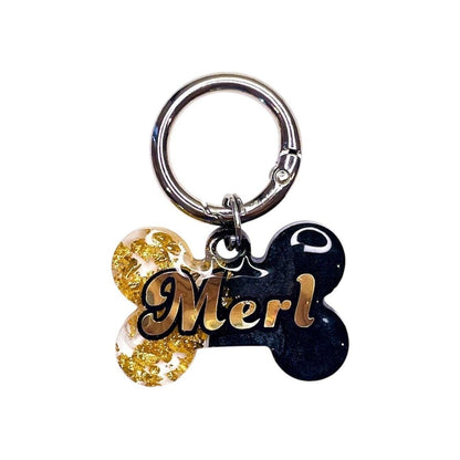 Black & Gold Speckled Resin Dog Tag