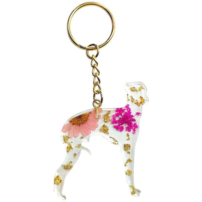 Greyhound Floral Keychain