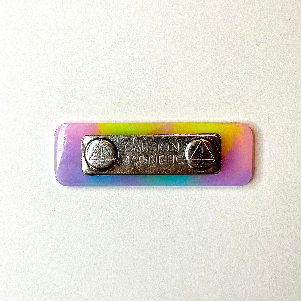 Rainbow Name Badges, Back side