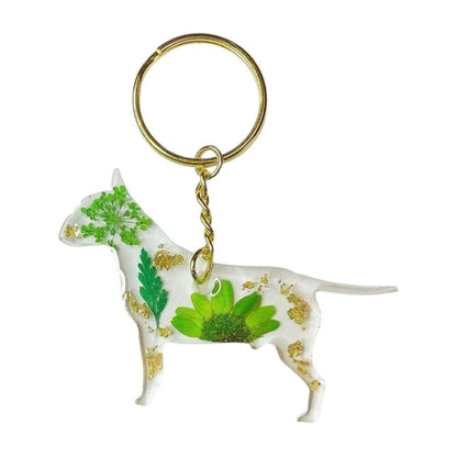 Bull Terrier Floral Keychain