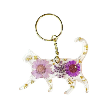 Cat Floral Keychain