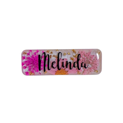 Pink Floral Name Badge