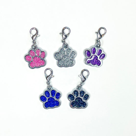 Glitter Paw Print Charms