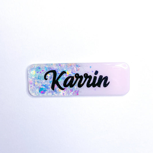 Pink Glitter Name Badge, Front Side