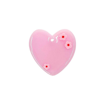 Baby Pink Love Heart Resin Pet Tag