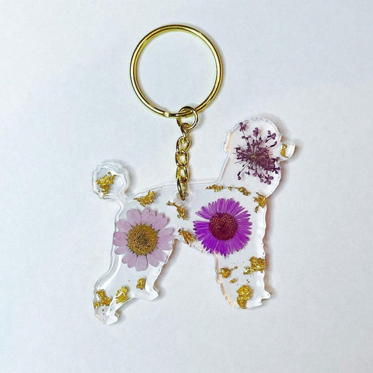 Poodle Floral Key Chain