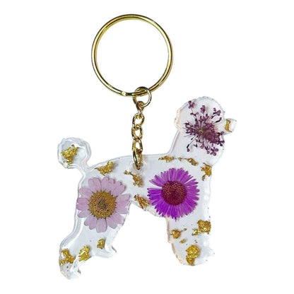 Poodle Floral Keychain