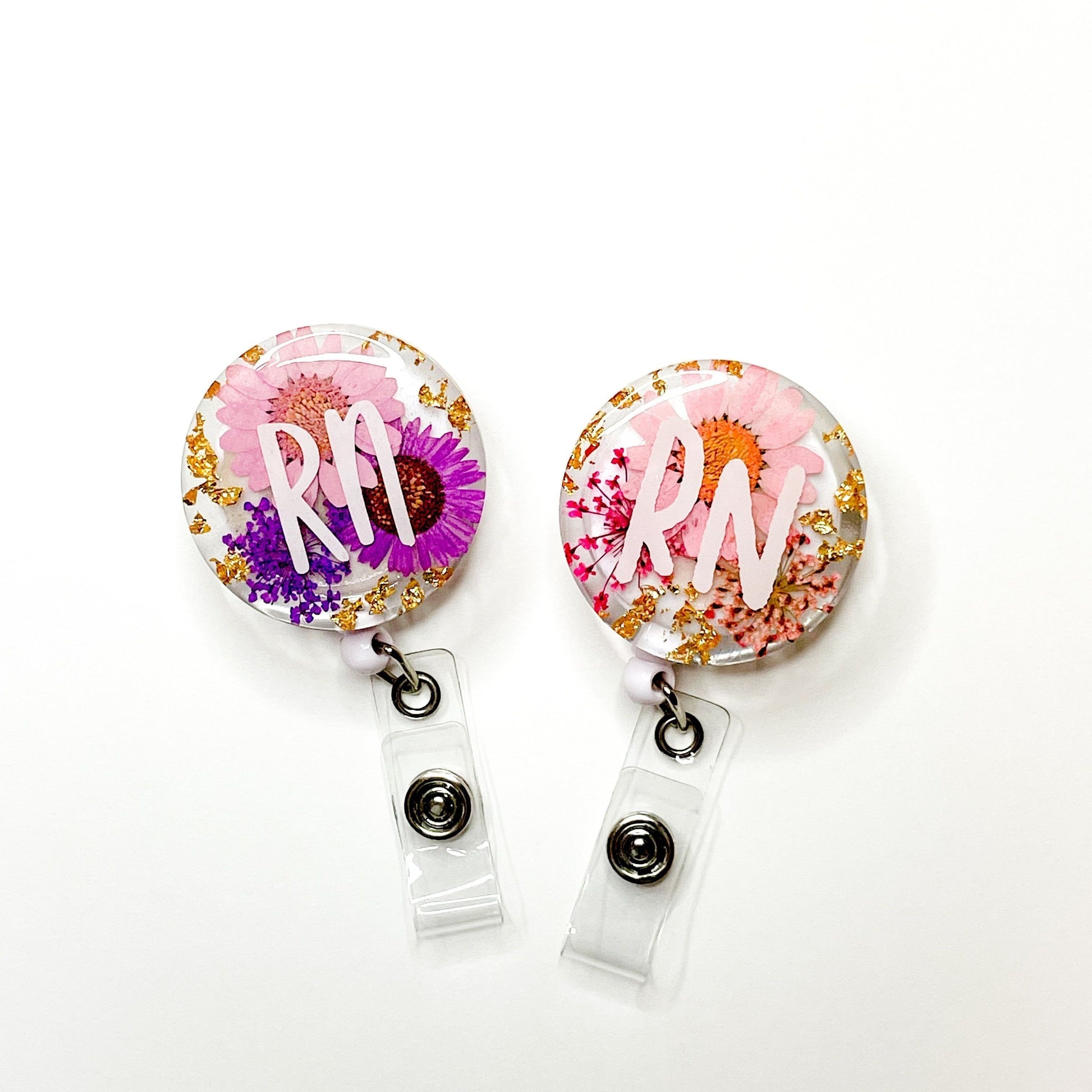 Badge Reels, Pink And Purple, Badge Clips, Front Side