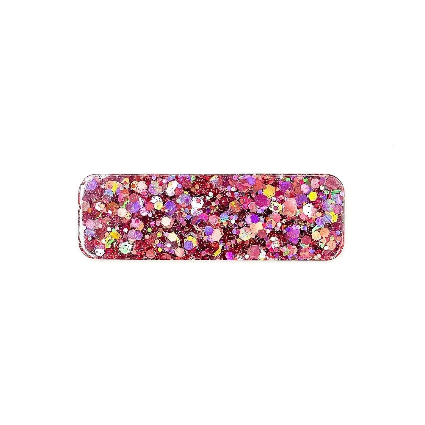 Rose Pink Glitter Name Badges, Front Side