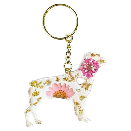Rottweiler Floral Keychain
