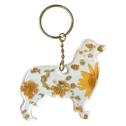 Australian Shepherd Floral Keychain
