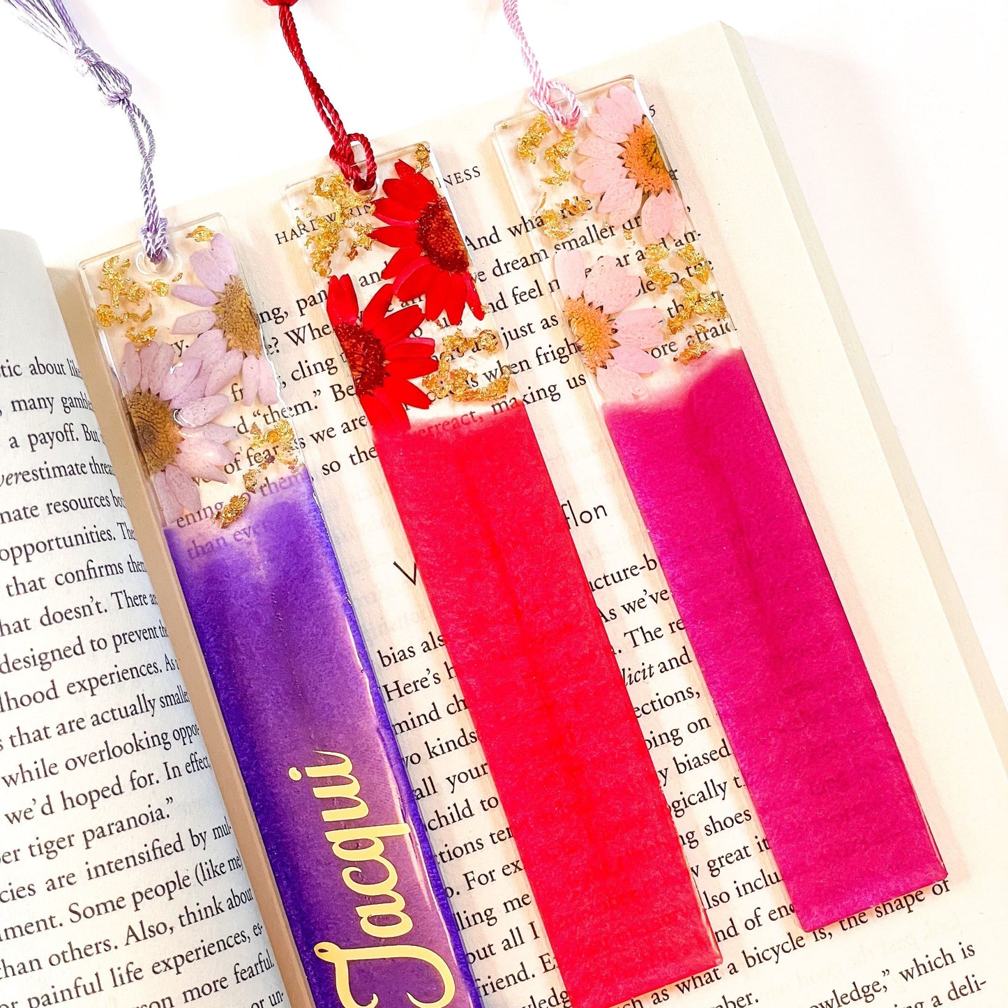 Close up of front side, Bookmark colours, Home made bookmark