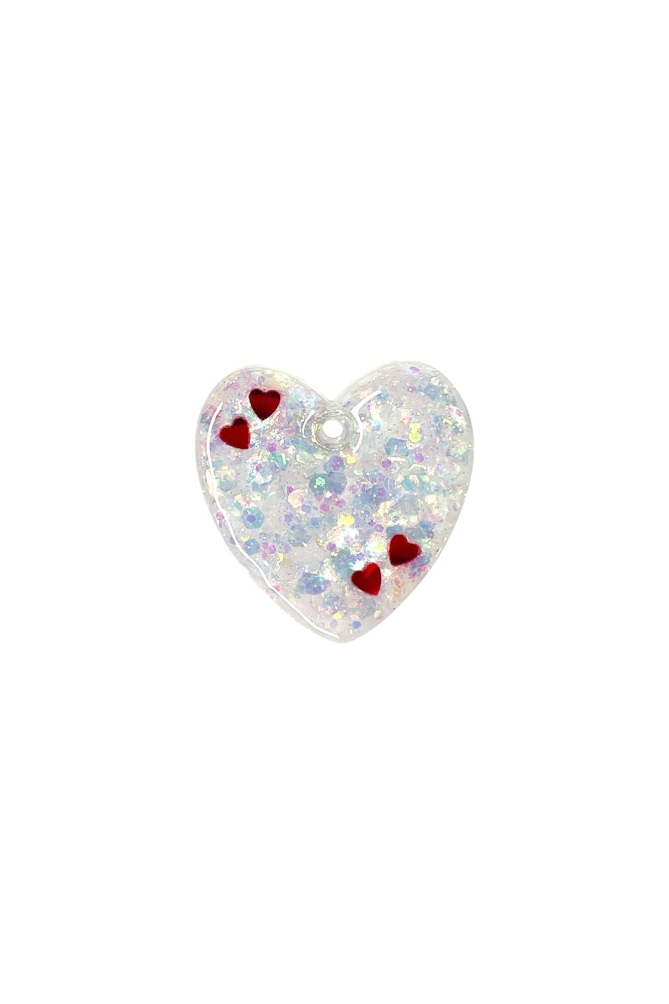 White Glitter Love Heart Dog Tags