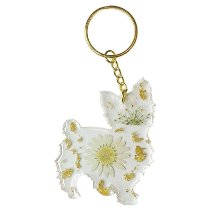 Yorkie Floral Keychain